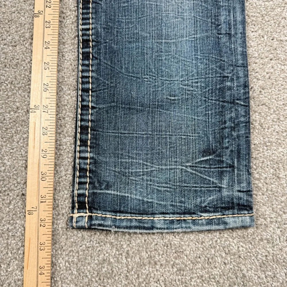Rock Revival Tarmon Straight Jeans Mens 32x32 Medium Wash Distressed Denim